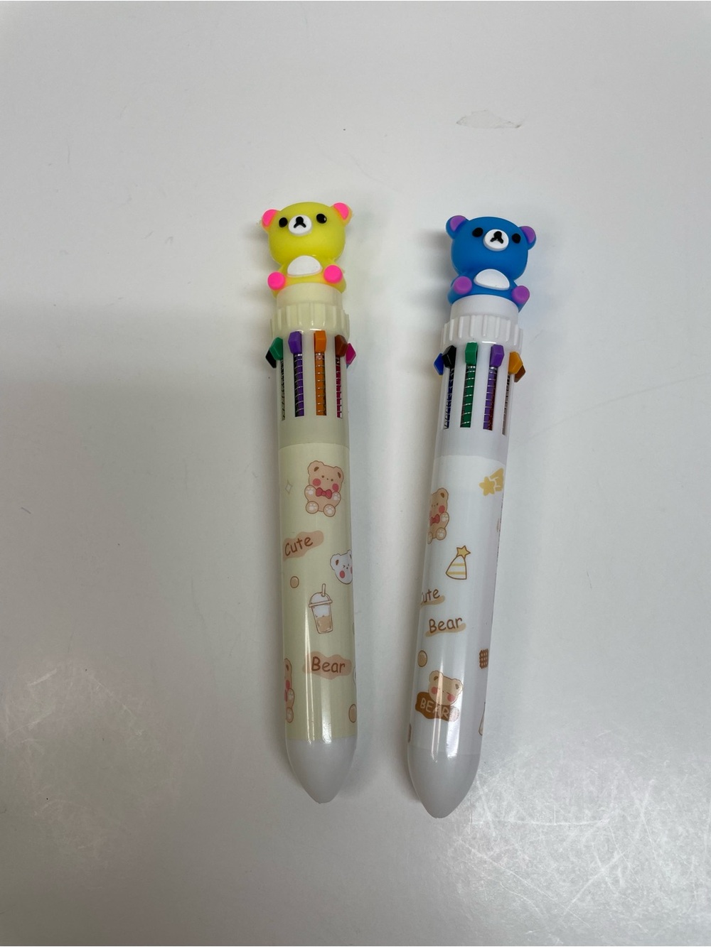 Bear Multi-Color Retractable Pens Duo - Yellow & Blue